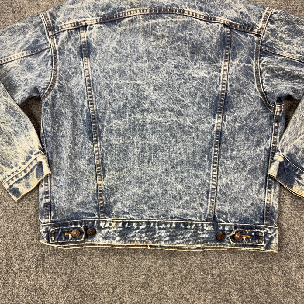 Vintage Levis Denim Bomber Jacket Mens‎ Medium Blue Acid Wash USA 70507 0219 - Picture 12 of 13